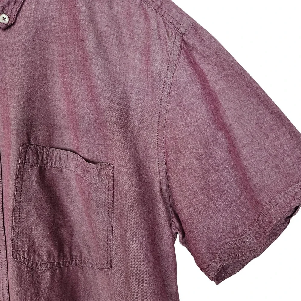 BILLY REID Shirt Mens Medium Red Standard Short Sleeve Button Down Cotton Casual
